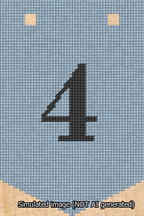 A simulated image of the stitched needlepoint design: Banner 13m Pointed 4 Black on Light Blue. Not A.I. generated.