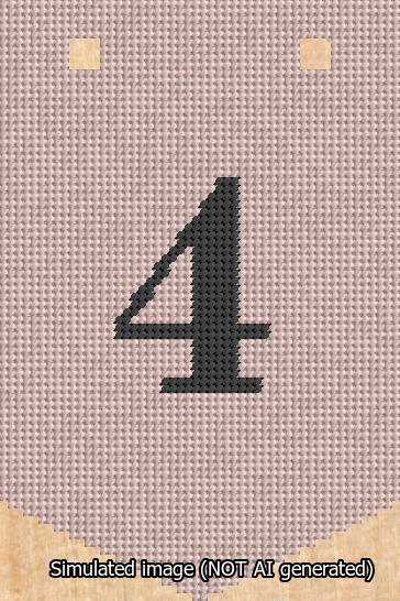 A simulated image of the stitched needlepoint design: Banner 13m Pointed 4 Black on Pink. Not A.I. generated.