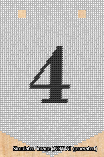 A simulated image of the stitched needlepoint design: Banner 13m Pointed 4 Black on White. Not A.I. generated.