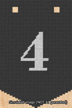 A simulated image of the stitched needlepoint design: Banner 13m Pointed 4 White on Black. Not A.I. generated.