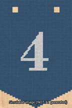 A simulated image of the stitched needlepoint design: Banner 13m Pointed 4 White on Blue. Not A.I. generated.