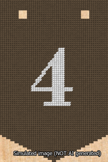 A simulated image of the stitched needlepoint design: Banner 13m Pointed 4 White on Brown. Not A.I. generated.