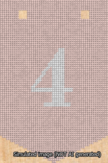 A simulated image of the stitched needlepoint design: Banner 13m Pointed 4 White on Pink. Not A.I. generated.