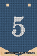 A simulated image of the stitched needlepoint design: Banner 13m Pointed 5 White on Blue. Not A.I. generated.