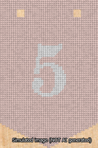 A simulated image of the stitched needlepoint design: Banner 13m Pointed 5 White on Pink. Not A.I. generated.