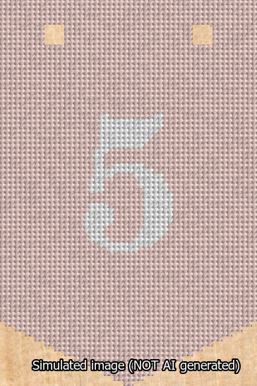 A simulated image of the stitched needlepoint design: Banner 13m Pointed 5 White on Pink. Not A.I. generated.