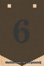 A simulated image of the stitched needlepoint design: Banner 13m Pointed 6 Black on Brown. Not A.I. generated.