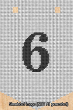 A simulated image of the stitched needlepoint design: Banner 13m Pointed 6 Black on White. Not A.I. generated.
