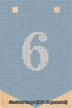 A simulated image of the stitched needlepoint design: Banner 13m Pointed 6 White on Light Blue. Not A.I. generated.