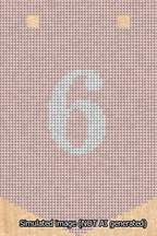 A simulated image of the stitched needlepoint design: Banner 13m Pointed 6 White on Pink. Not A.I. generated.