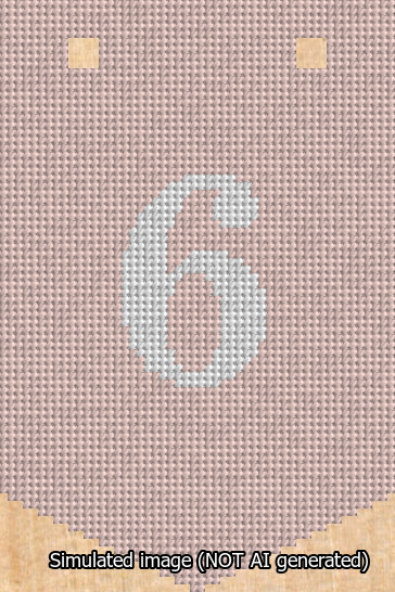 A simulated image of the stitched needlepoint design: Banner 13m Pointed 6 White on Pink. Not A.I. generated.