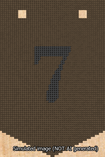 A simulated image of the stitched needlepoint design: Banner 13m Pointed 7 Black on Brown. Not A.I. generated.