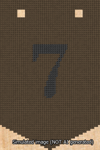 A simulated image of the stitched needlepoint design: Banner 13m Pointed 7 Black on Brown. Not A.I. generated.