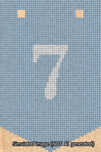 A simulated image of the stitched needlepoint design: Banner 13m Pointed 7 White on Light Blue. Not A.I. generated.