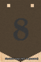 A simulated image of the stitched needlepoint design: Banner 13m Pointed 8 Black on Brown. Not A.I. generated.
