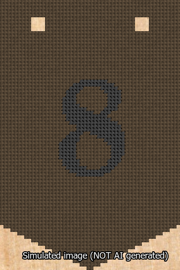 A simulated image of the stitched needlepoint design: Banner 13m Pointed 8 Black on Brown. Not A.I. generated.