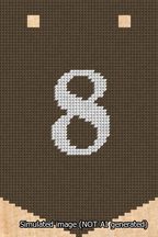 A simulated image of the stitched needlepoint design: Banner 13m Pointed 8 White on Brown. Not A.I. generated.