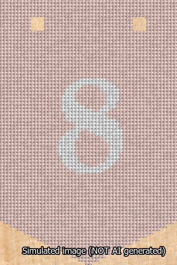 A simulated image of the stitched needlepoint design: Banner 13m Pointed 8 White on Pink. Not A.I. generated.