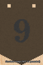 A simulated image of the stitched needlepoint design: Banner 13m Pointed 9 Black on Brown. Not A.I. generated.