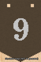 A simulated image of the stitched needlepoint design: Banner 13m Pointed 9 White on Brown. Not A.I. generated.