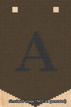 A simulated image of the stitched needlepoint design: Banner 13m Pointed A Black on Brown. Not A.I. generated.