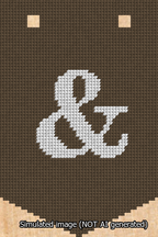 A simulated image of the stitched needlepoint design: Banner 13m Pointed Ampersand White on Brown. Not A.I. generated.
