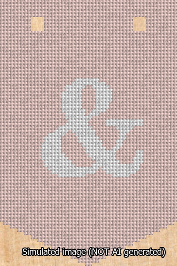 A simulated image of the stitched needlepoint design: Banner 13m Pointed Ampersand White on Pink. Not A.I. generated.