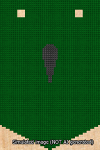 A simulated image of the stitched needlepoint design: Banner 13m Pointed Apostrophe Black on Green. Not A.I. generated.