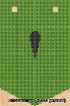 A simulated image of the stitched needlepoint design: Banner 13m Pointed Apostrophe Black on Light Green. Not A.I. generated.