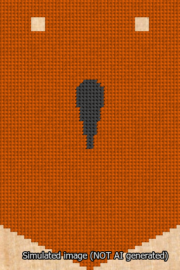 A simulated image of the stitched needlepoint design: Banner 13m Pointed Apostrophe Black on Orange. Not A.I. generated.