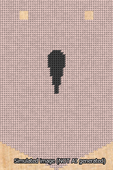 A simulated image of the stitched needlepoint design: Banner 13m Pointed Apostrophe Black on Pink. Not A.I. generated.