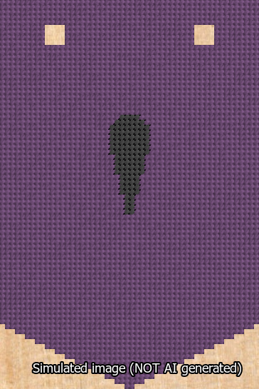A simulated image of the stitched needlepoint design: Banner 13m Pointed Apostrophe Black on Purple. Not A.I. generated.