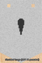 A simulated image of the stitched needlepoint design: Banner 13m Pointed Apostrophe Black on White. Not A.I. generated.