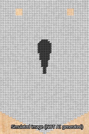 A simulated image of the stitched needlepoint design: Banner 13m Pointed Apostrophe Black on White. Not A.I. generated.