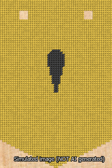 A simulated image of the stitched needlepoint design: Banner 13m Pointed Apostrophe Black on Yellow. Not A.I. generated.