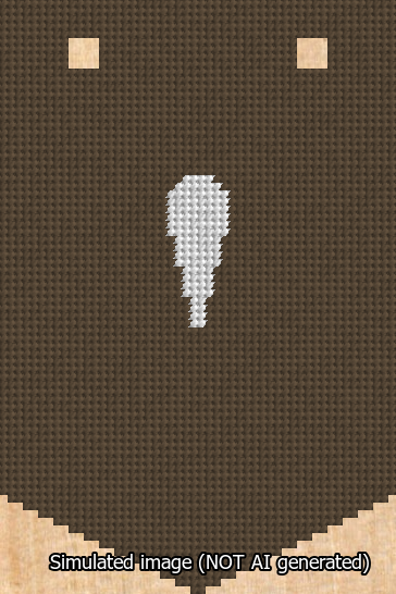 A simulated image of the stitched needlepoint design: Banner 13m Pointed Apostrophe White on Brown. Not A.I. generated.