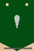 A simulated image of the stitched needlepoint design: Banner 13m Pointed Apostrophe White on Green. Not A.I. generated.