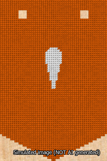 A simulated image of the stitched needlepoint design: Banner 13m Pointed Apostrophe White on Orange. Not A.I. generated.