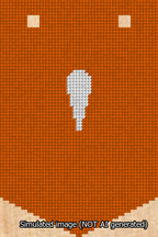 A simulated image of the stitched needlepoint design: Banner 13m Pointed Apostrophe White on Orange. Not A.I. generated.