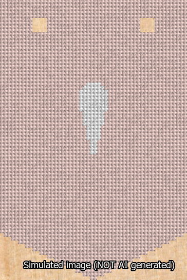 A simulated image of the stitched needlepoint design: Banner 13m Pointed Apostrophe White on Pink. Not A.I. generated.
