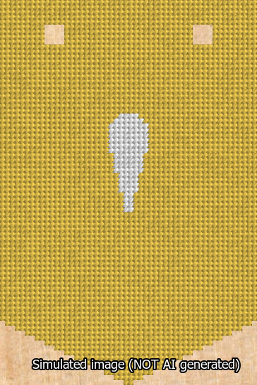 A simulated image of the stitched needlepoint design: Banner 13m Pointed Apostrophe White on Yellow. Not A.I. generated.
