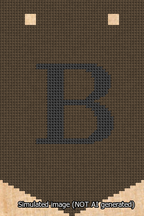 A simulated image of the stitched needlepoint design: Banner 13m Pointed B Black on Brown. Not A.I. generated.