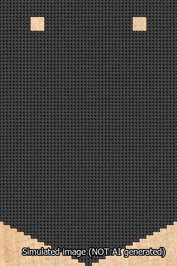 A simulated image of the stitched needlepoint design: Banner 13m Pointed Blank Black. Not A.I. generated.