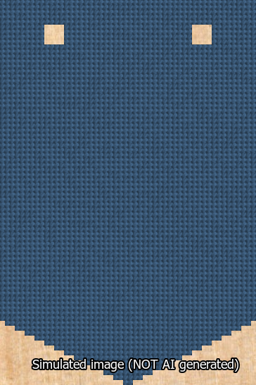 A simulated image of the stitched needlepoint design: Banner 13m Pointed Blank Blue. Not A.I. generated.