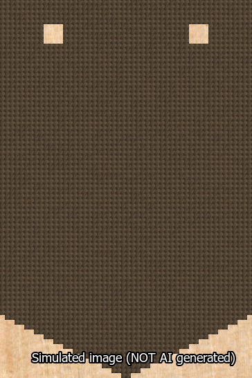 A simulated image of the stitched needlepoint design: Banner 13m Pointed Blank Brown. Not A.I. generated.