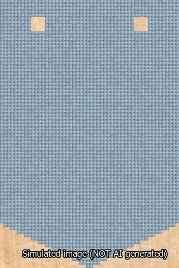 A simulated image of the stitched needlepoint design: Banner 13m Pointed Blank Light Blue. Not A.I. generated.