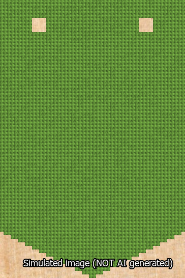 A simulated image of the stitched needlepoint design: Banner 13m Pointed Blank Light Green. Not A.I. generated.