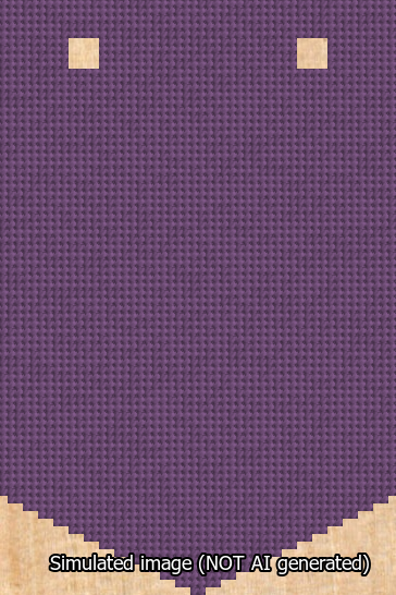 A simulated image of the stitched needlepoint design: Banner 13m Pointed Blank Purple. Not A.I. generated.