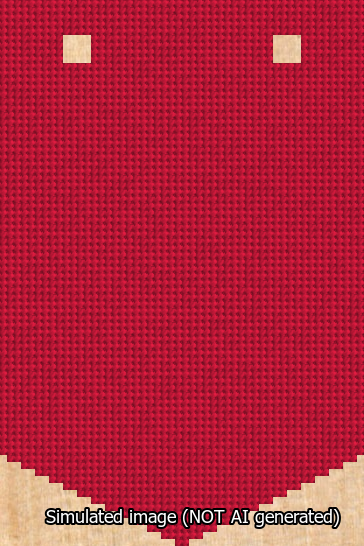 A simulated image of the stitched needlepoint design: Banner 13m Pointed Blank Red. Not A.I. generated.