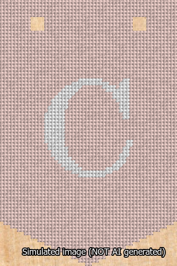 A simulated image of the stitched needlepoint design: Banner 13m Pointed C White on Pink. Not A.I. generated.